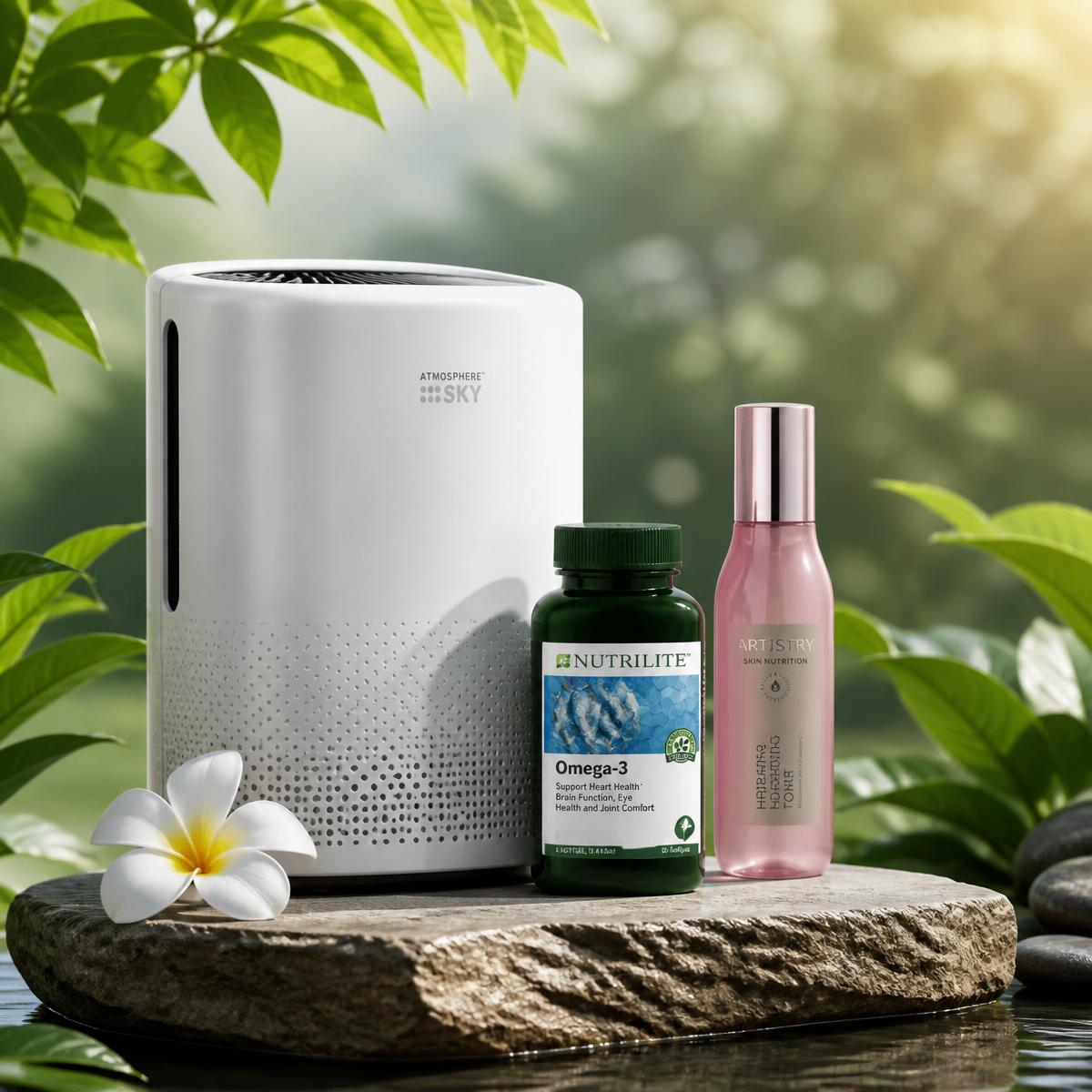 Premium wellness products in a nature setting